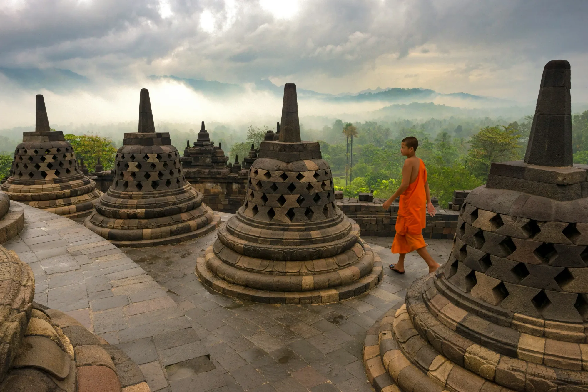 templo Borobudur, Kabupaten de Magelang, Java central en Indonesia.