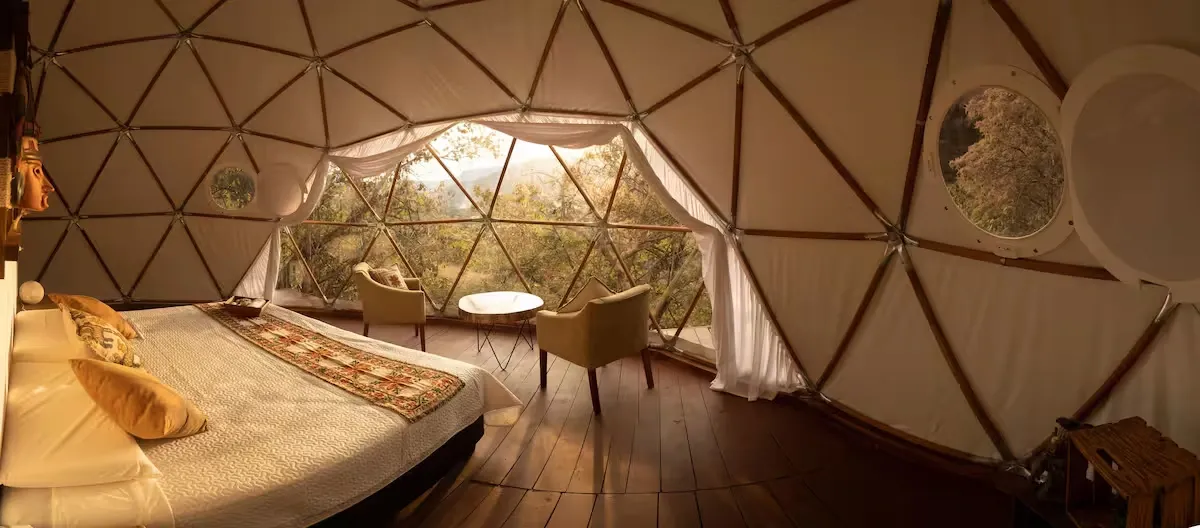 interior de uno de los glamping cerca de CDMX.